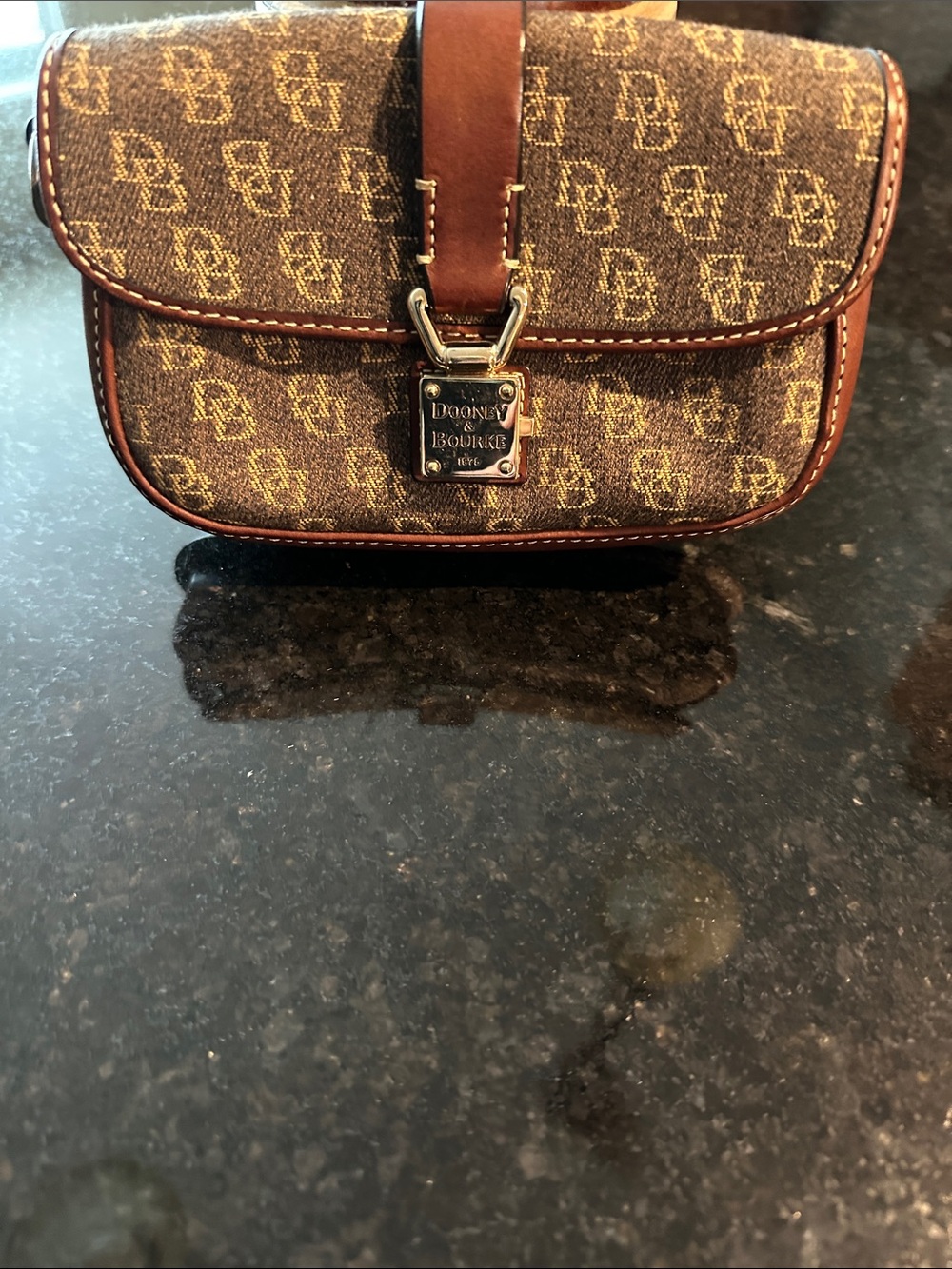 Dooney & Bourke Brown Monogram Leather-Trim Belt Bag
